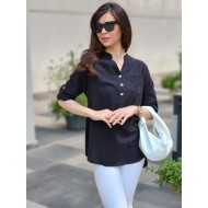 GÖMLEK YARIM DÜĞMELİ SİYAH