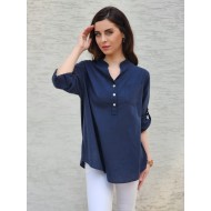 GÖMLEK YARIM DÜĞMELİ LACİVERT