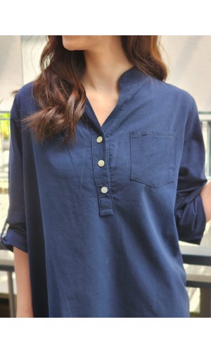 GÖMLEK YARIM DÜĞMELİ LACİVERT