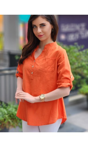 GÖMLEK YARIM DÜĞMELİ TURUNCU