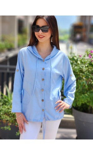 KETEN CEKET AÇIK MAVİ