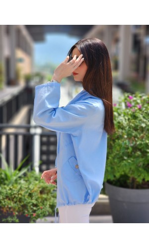 KETEN CEKET AÇIK MAVİ