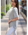 tişört yuvarlak yaka açık gri