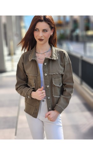 Kot ceket düz model haki