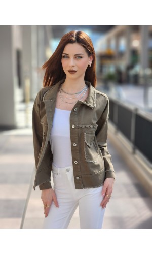 Kot ceket düz model haki