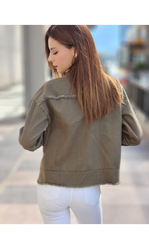 Kot ceket düz model haki