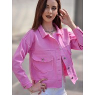 Kot ceket düz model pembe