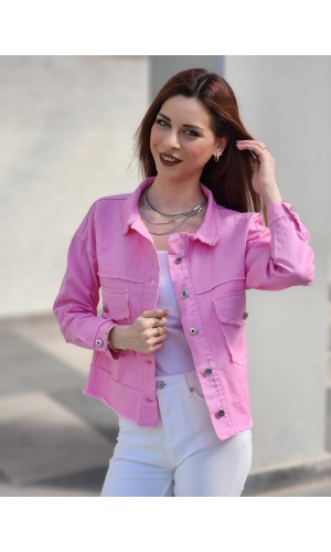 Kot ceket düz model pembe
