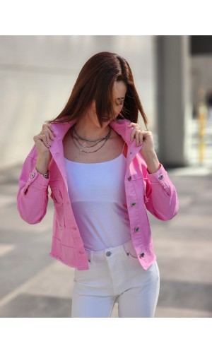 Kot ceket düz model pembe