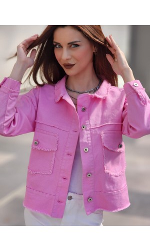 Kot ceket düz model pembe