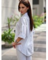 ARKASI DÜĞMELİ KETEN GÖMLEK BEYAZ