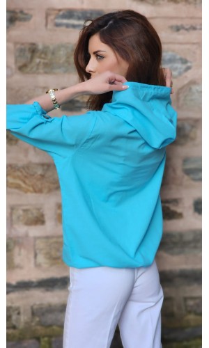 Keten ceket turkuaz mavi 