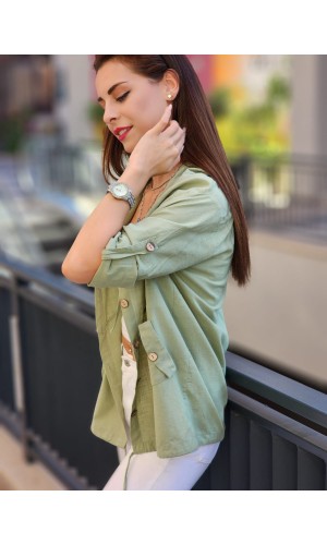 Keten ceket Çağla yeşili