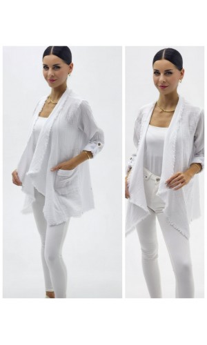 ŞAL YAKA MÜSLİN CEKET BEYAZ