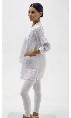 ŞAL YAKA MÜSLİN CEKET BEYAZ