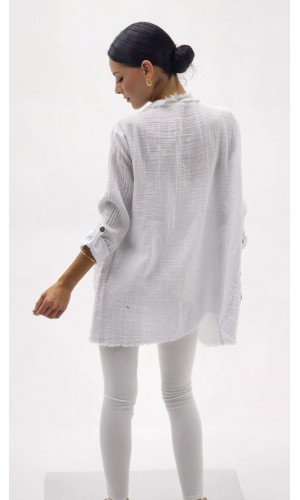 ŞAL YAKA MÜSLİN CEKET BEYAZ