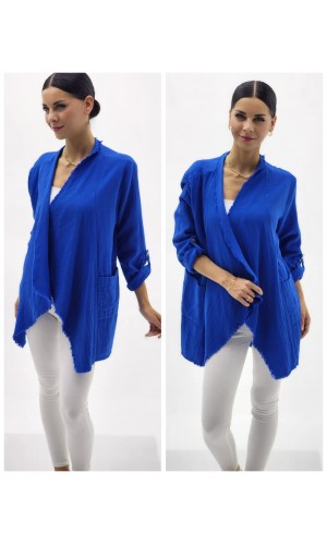 ŞAL YAKA MÜSLİN CEKET KOYU MAVİ