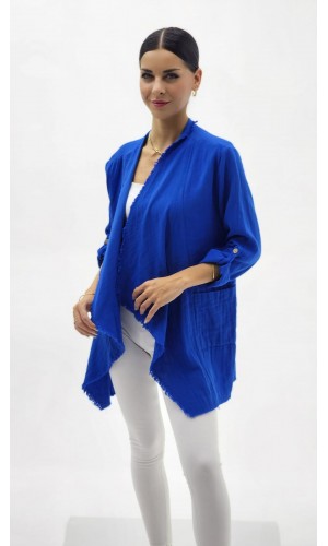 ŞAL YAKA MÜSLİN CEKET KOYU MAVİ