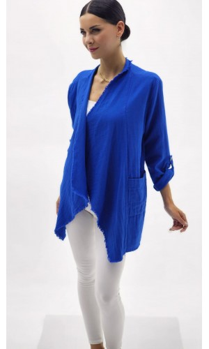 ŞAL YAKA MÜSLİN CEKET KOYU MAVİ