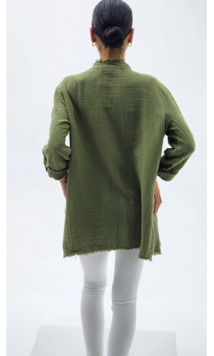 ŞAL YAKA MÜSLİN CEKET HAKİ YEŞİL