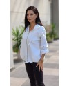 YILDIZ DETAYLI GABARDIN CEKET BEYAZ