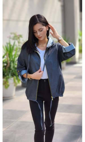 YILDIZ DETAYLI KOT CEKET GRİ