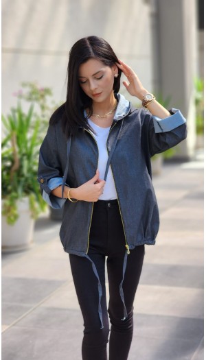 YILDIZ DETAYLI KOT CEKET GRİ