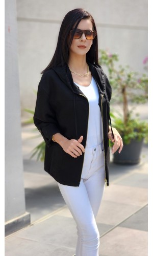 SIRTI A PİLE CEKET SİYAH