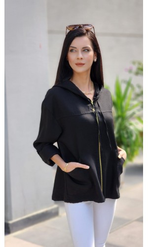 SIRTI A PİLE CEKET SİYAH